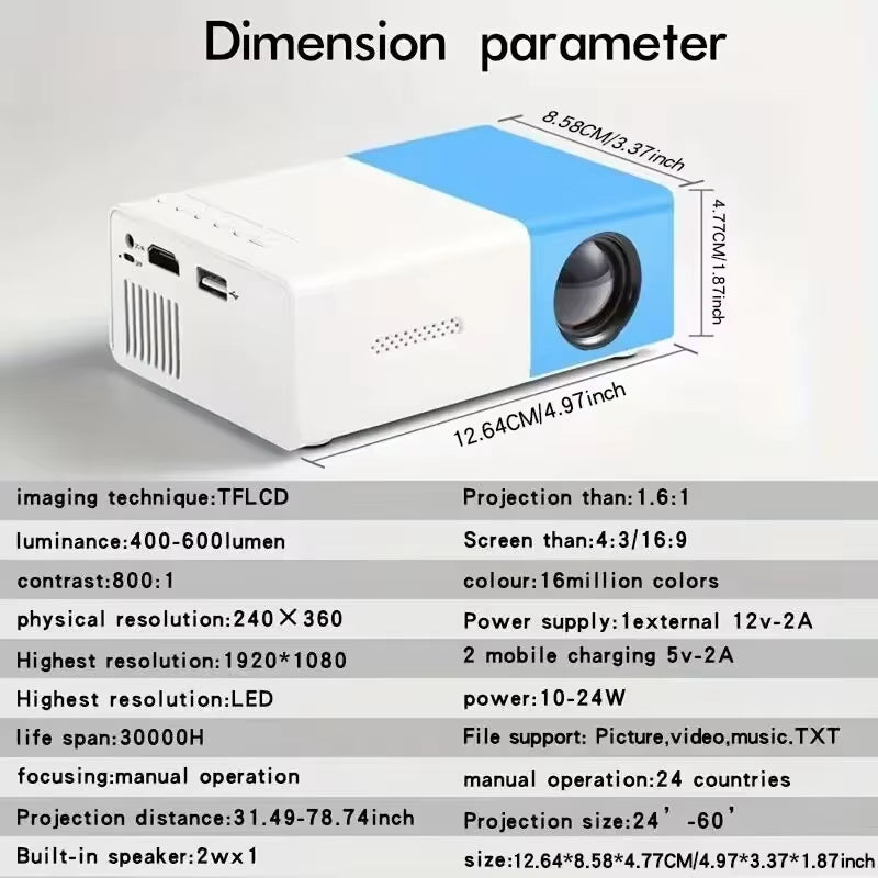 Mini Proyector HD YG300, Proyector Portátil Para Cine En Casa, Películas Al Aire Libre, Teléfono Móvil, LED, USB, Proyector De M