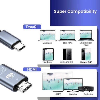 USB C to HDMI Cable 4K@30Hz 6.6 FT Ultra High Definition USB Type C HDMI Converter for Home Office